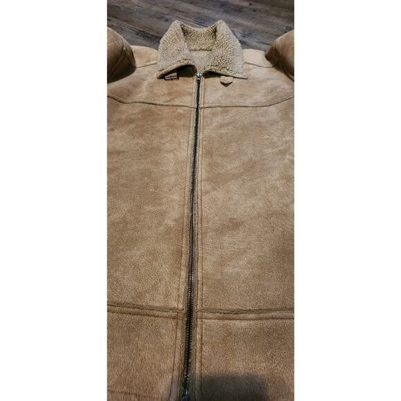 Zara Faux Suede Men’s Jacket Size XL Sherpa Lined Light Brow/Beige. #2046 - Picture 10 of 11
